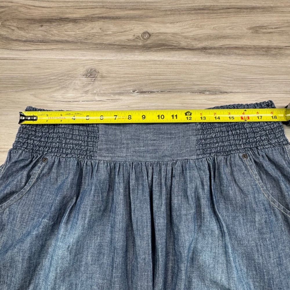 Lucky Brand Womens Denim Mini Skirt Blue Smocked Waist Cotton XL 7W40340 - Picture 2 of 8